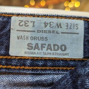Diesel Safado Men's 34W x 32L Regular Slim Straight, Made in USA